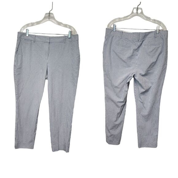 Talbots Striped Blue/White Business Casual Ankle Pants Size 14 - Picture 1 of 8